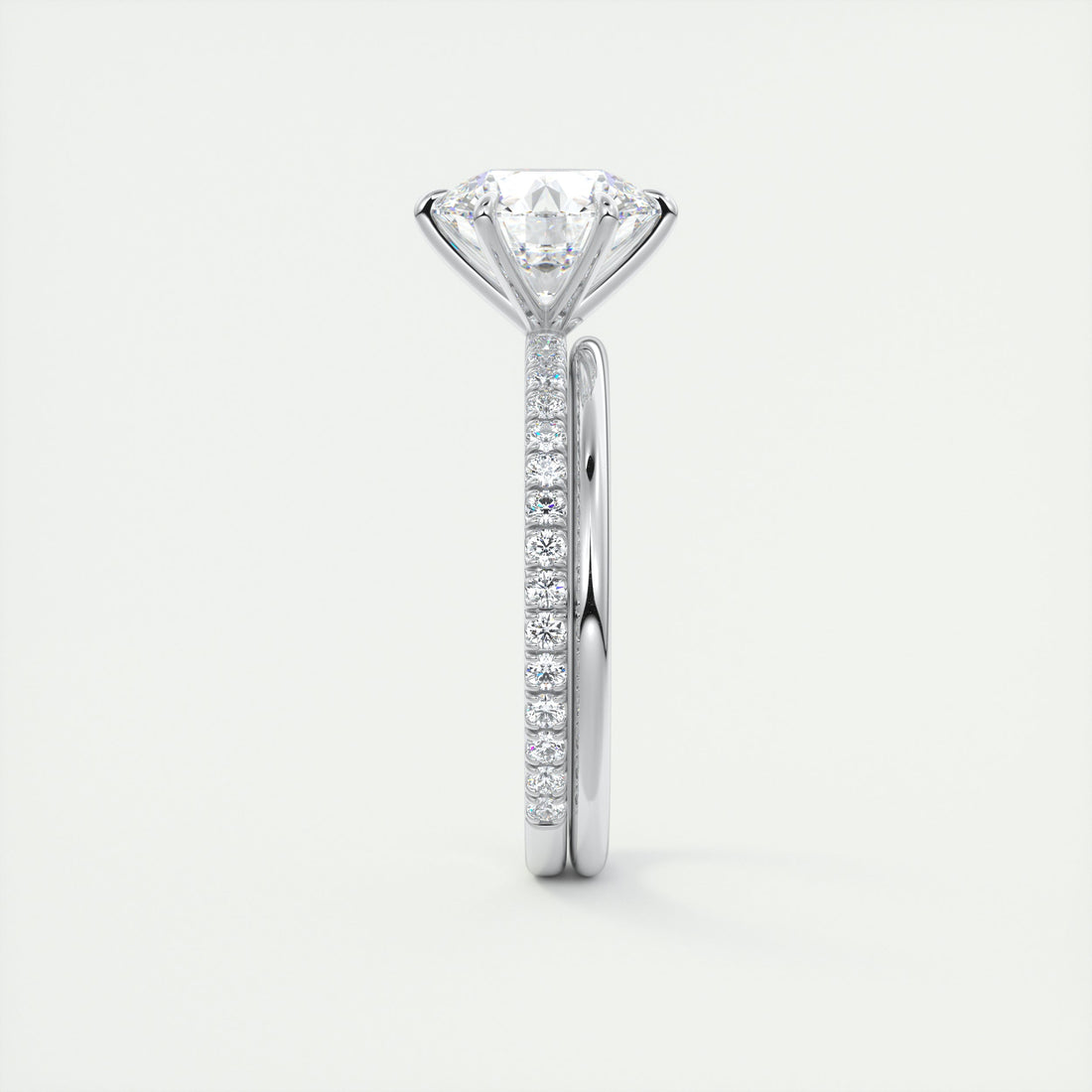 2CT Round Moissanite Solitaire Pave Setting Engagement Ring