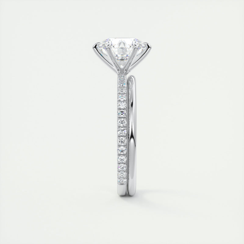 2CT Round Moissanite Solitaire Pave Setting Engagement Ring