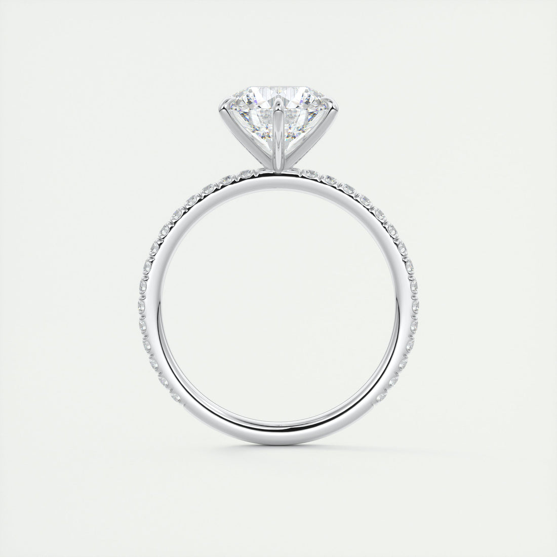 2CT Round Moissanite Solitaire Pave Setting Engagement Ring