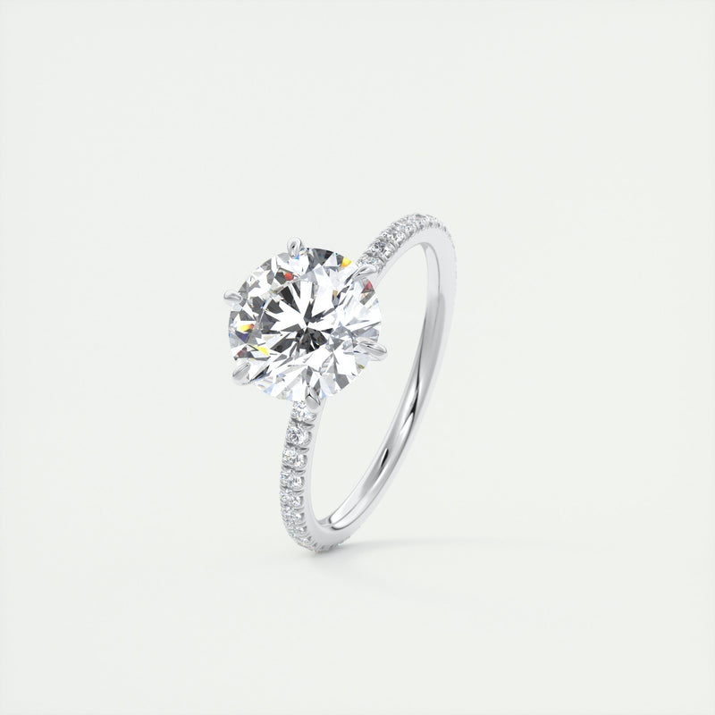 2CT Round Moissanite Solitaire Pave Setting Engagement Ring