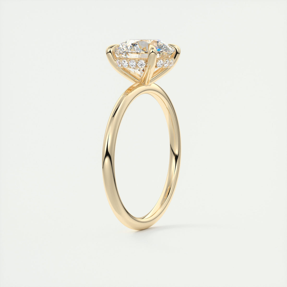 2CT Round Moissanite Solitaire Engagement Ring With Hidden Halo Setting