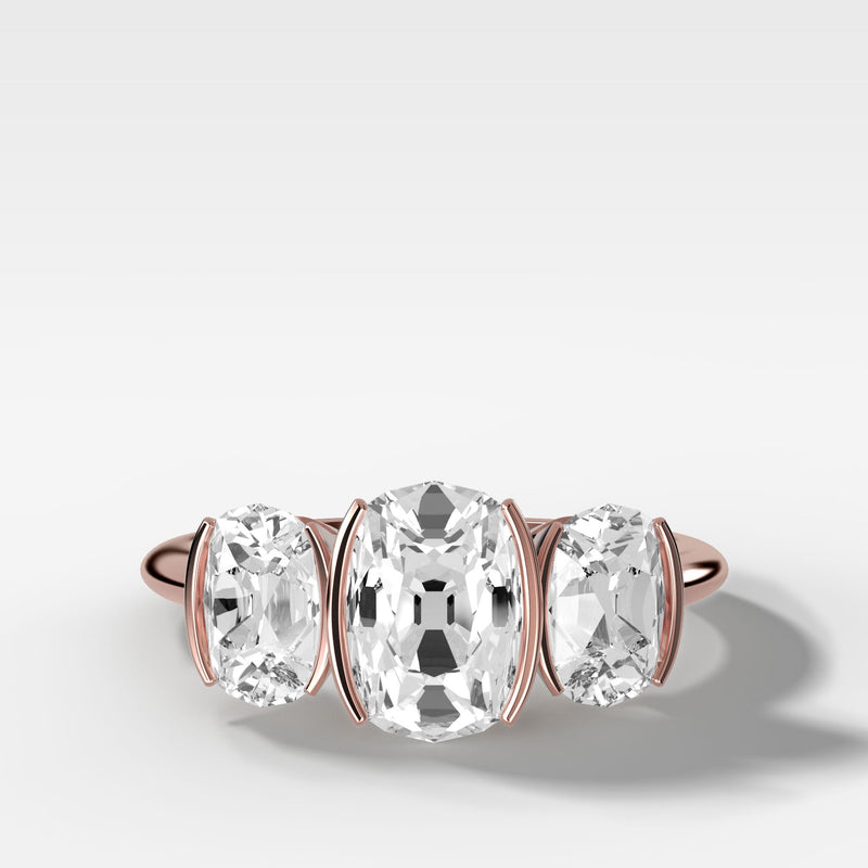 The Hybrid Icon: Half Bezel Triad Ring with Old Mine Cuts