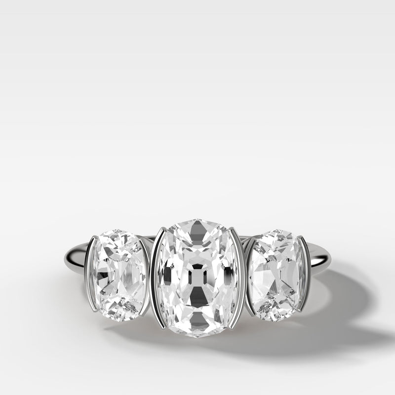 The Hybrid Icon: Half Bezel Triad Ring with Old Mine Cuts