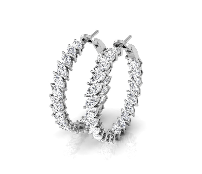 Marquise Cut Hoops Diamond Earrings for Women