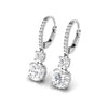 Round Cut Two Stone Diamond Moissanite Hoop Earrings for Her