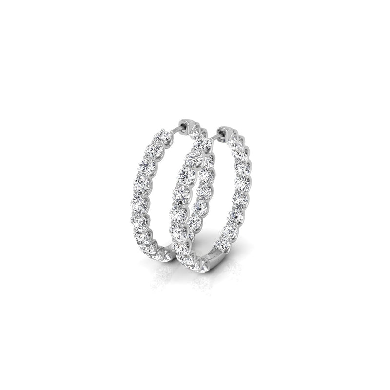 Round Cut Diamond Shared Prongs Hoops Earrings for Women