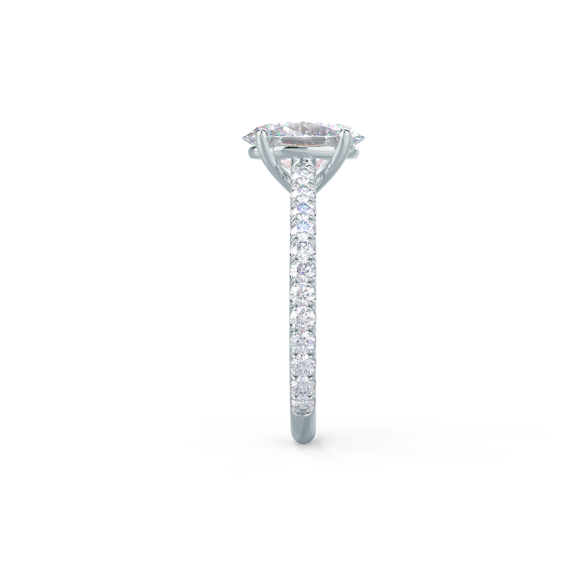 2.50CT Oval Moissanite Solitaire Pave Setting Engagement Ring