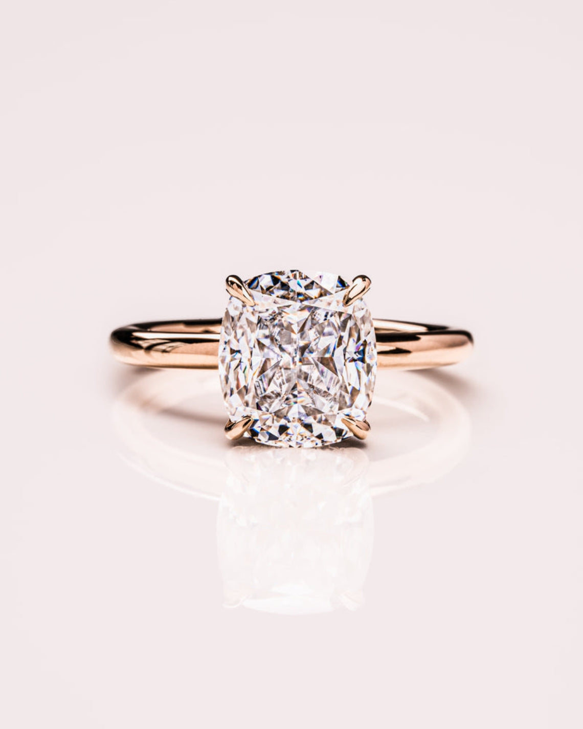 1.49-3.49 CT Cushion CVD Diamond Hidden Halo Engagement Ring