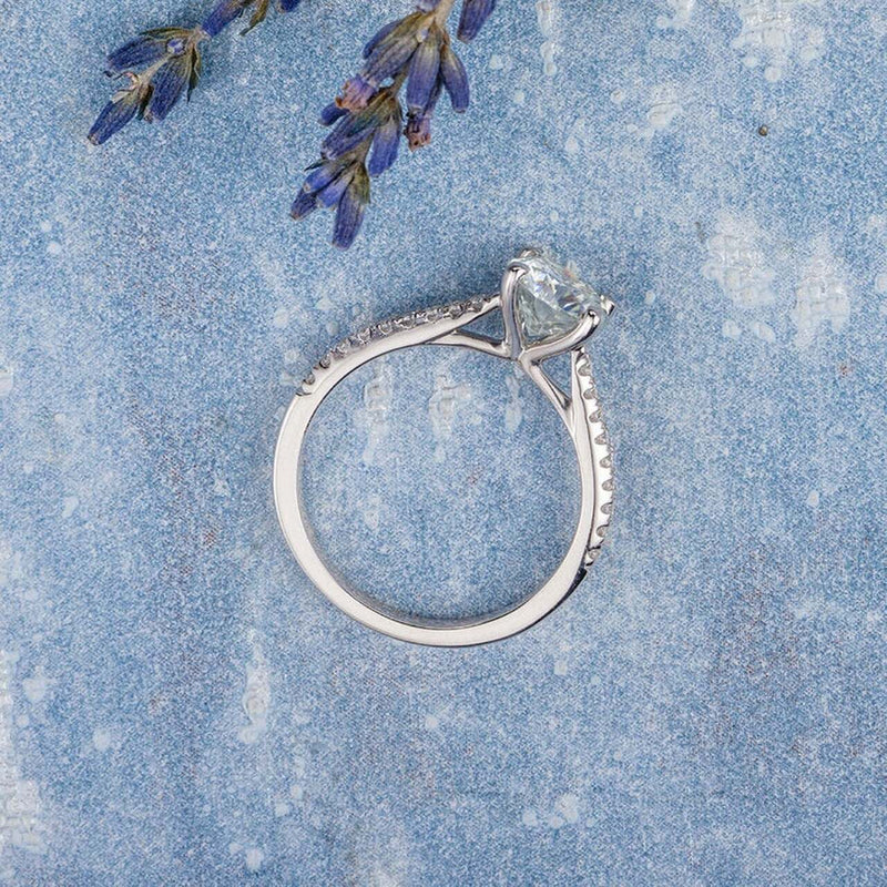 1.50CT Round Moissanite Solitaire Pave Setting Engagement Ring