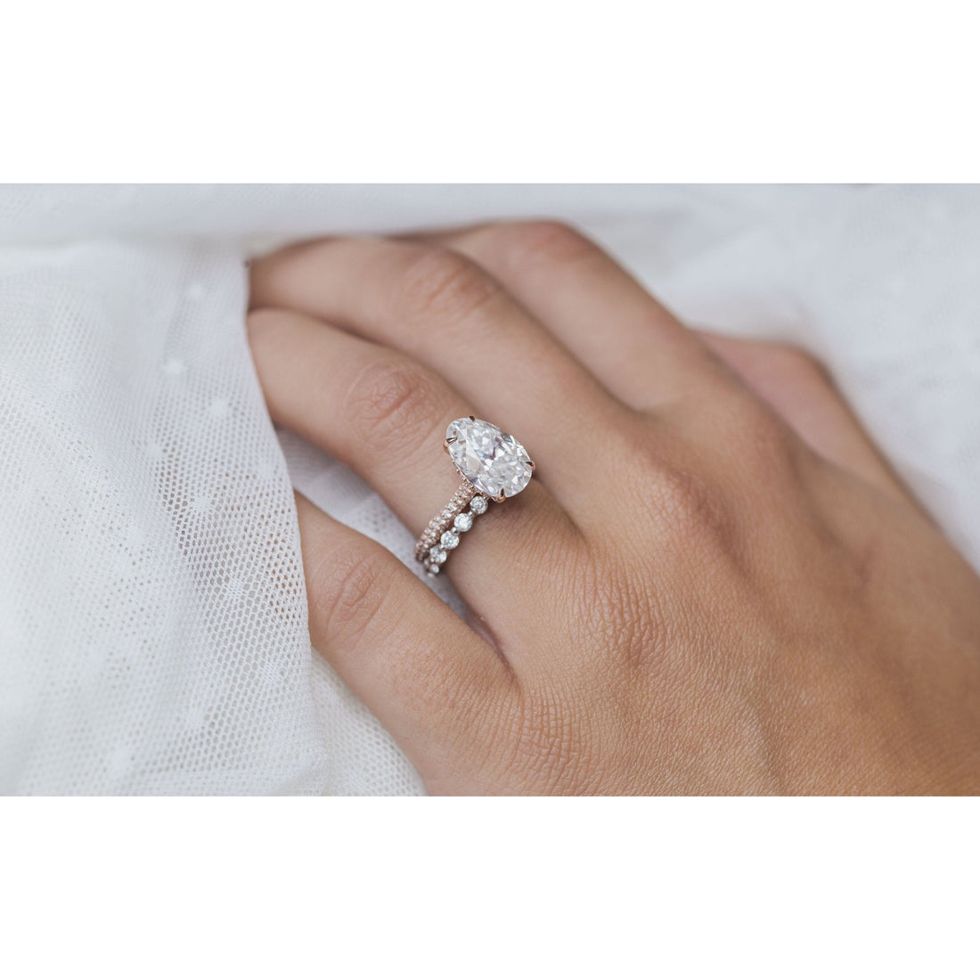 3.20CT Oval Cut Moissanite Solitaire Pave Setting Engagement Ring