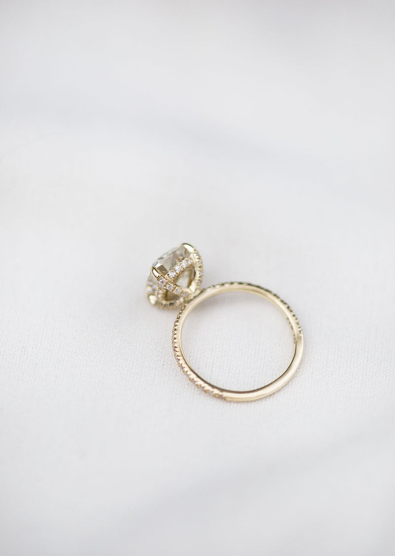 1.80 - 3.80 CT Cushion Moissanite Hidden Halo Pave Setting Engagement Ring