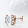 Marquise Cut Moissanite Diamond Studs Earrings in 18K White Gold