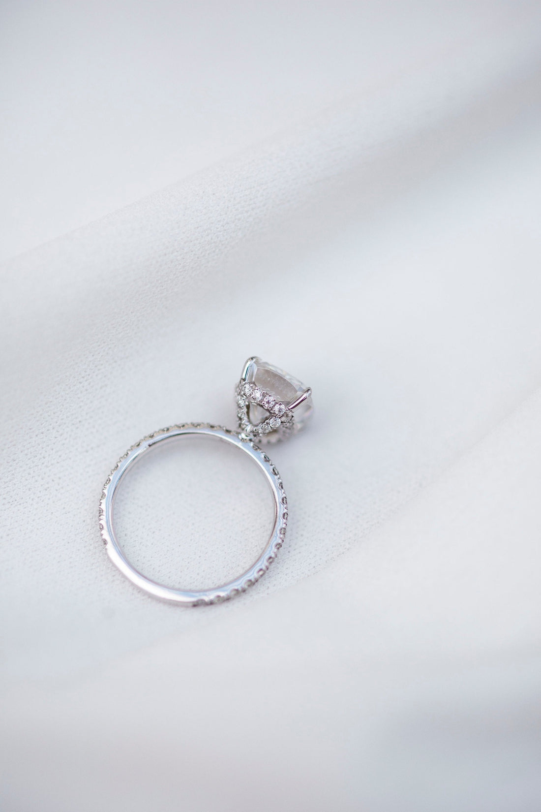 3.15CT Cushion Moissanite Hidden Halo Pave Setting Engagement Ring