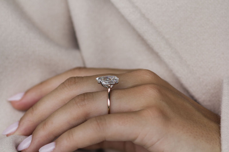 4.50CT Pear Cut Moissanite Solitaire Engagement Ring