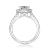 1.50CT Round Cut Halo Moissanite Engagement Ring in 18K White Gold