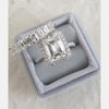 3.0ct Emerald Moissanite Halo Pave Setting Engagement Ring