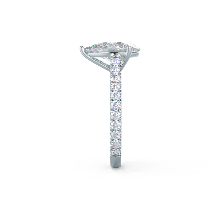 2.25CT Pear Moissanite Solitaire Pave Setting Engagement Ring