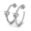 Heart & Round Cut Hoop Moissanite Diamond Earrings for Women