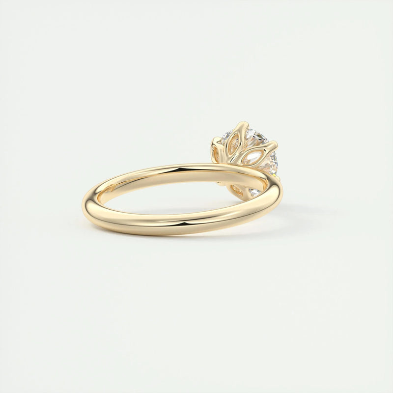 1.86 Ct Solitaire Round Floral Moissanite Diamond Engagement Ring