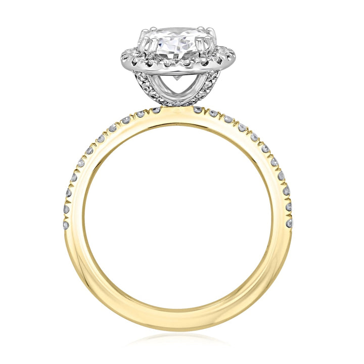 1.93CT Oval Cut Moissanite Halo Two Tone Engagement Ring