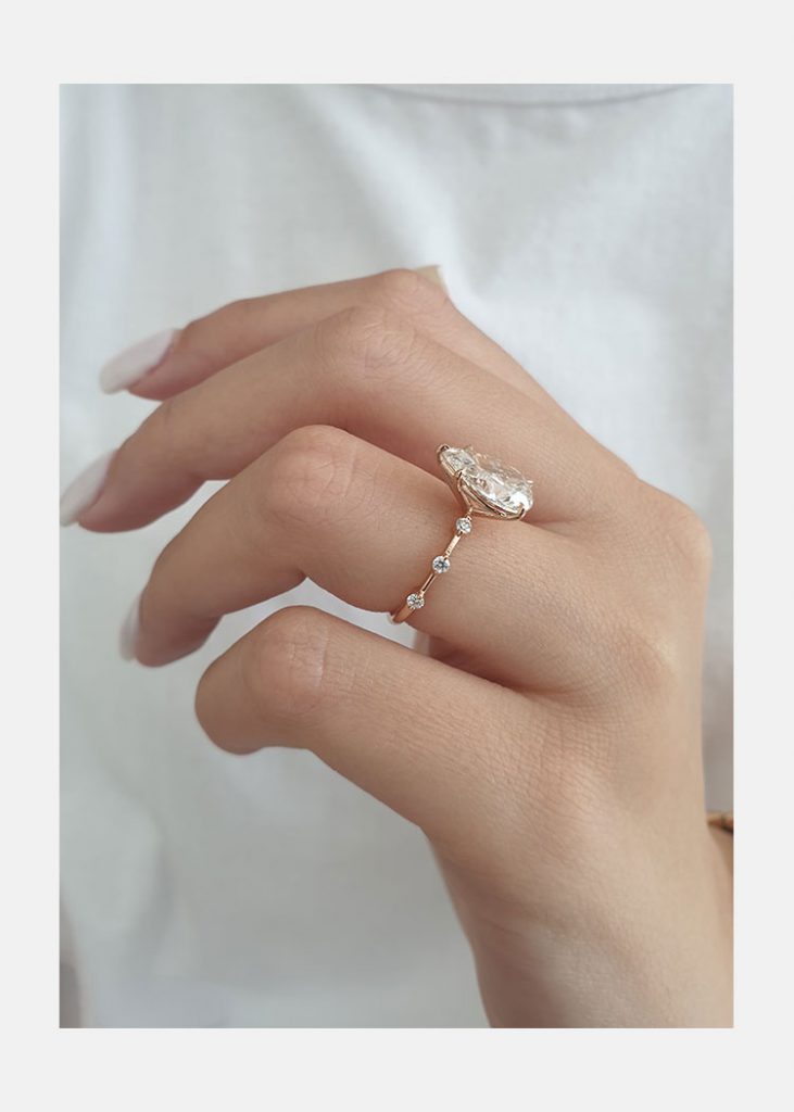 2.70ct Pear Moissanite Solitaire Dainty Style Engagement Ring