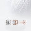 Round Cut Moissanite Stud Diamond Earrings in Rose Gold