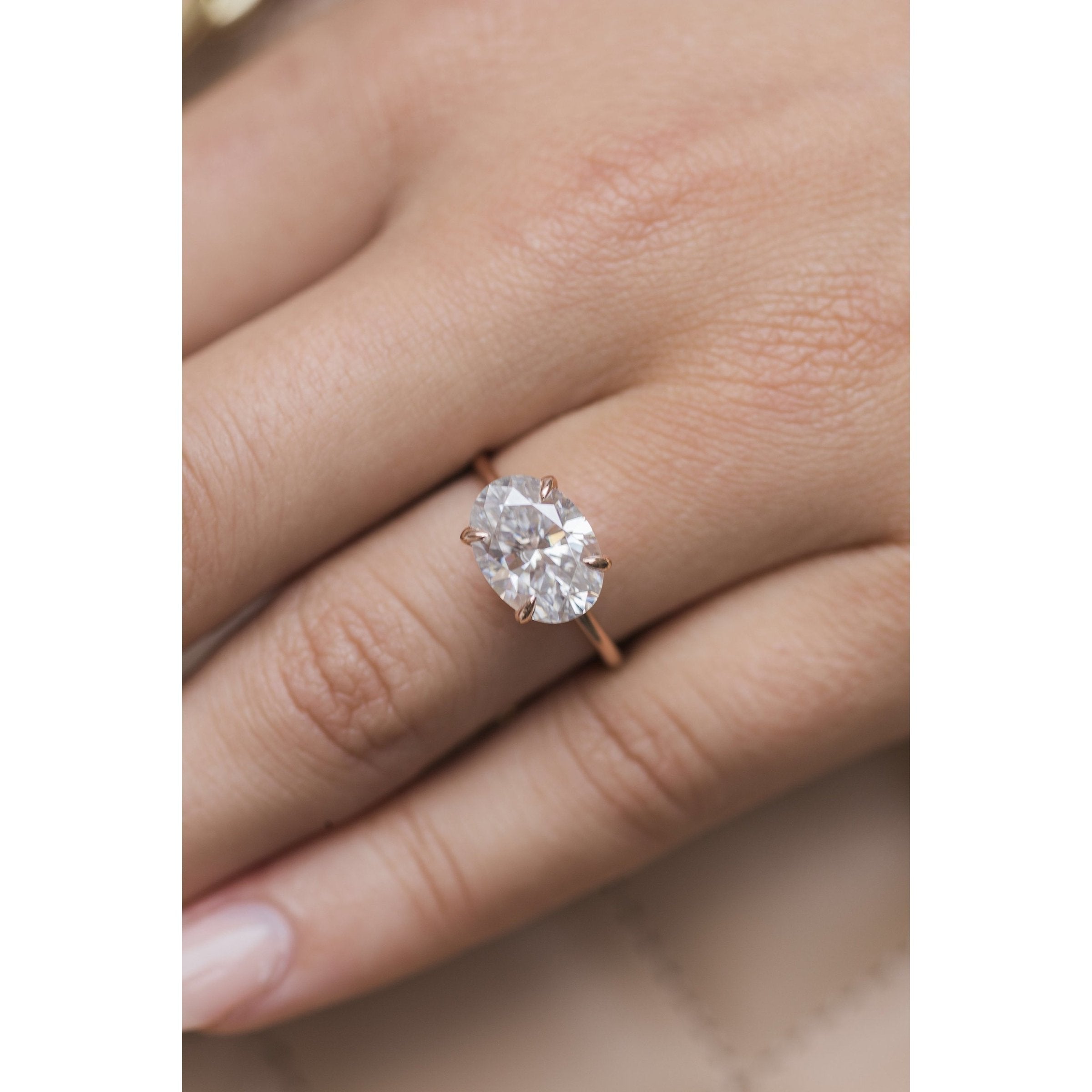 3.50CT East-West Oval Cut Moissanite Solitaire Engagement Ring
