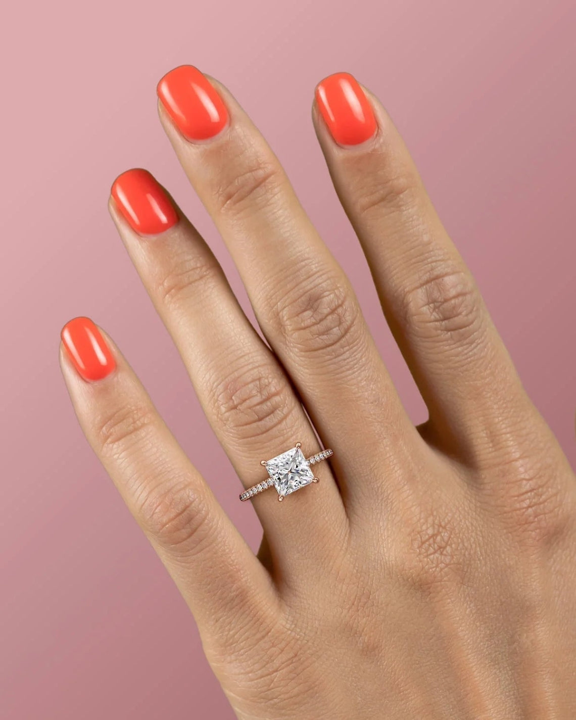 2.0 - 4.0 CT Princess Cut CVD Diamond Hidden Halo & Pave Engagement Ring