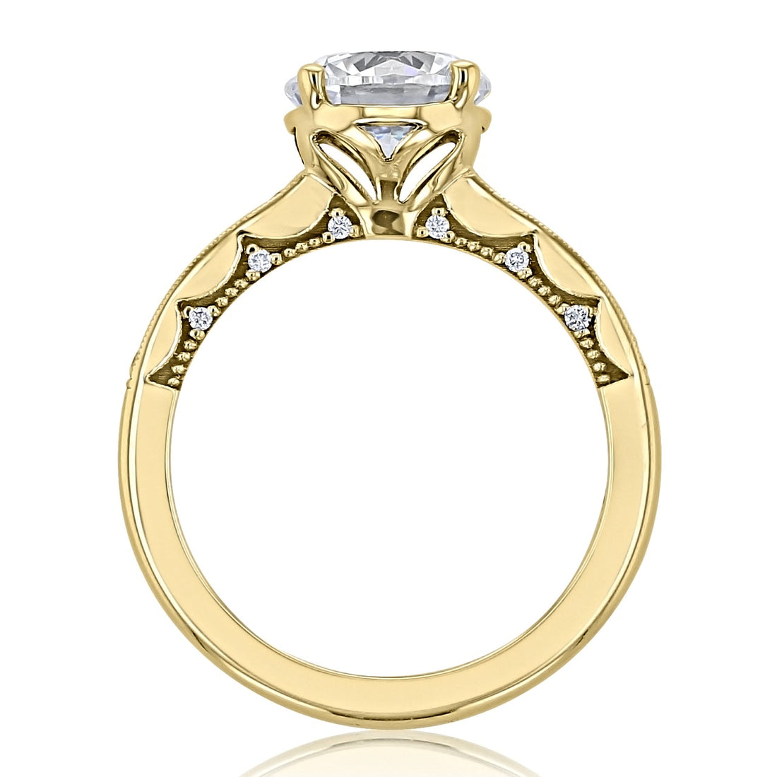 2.0CT Round Cut Moissanite Vintage Style Engagement Ring