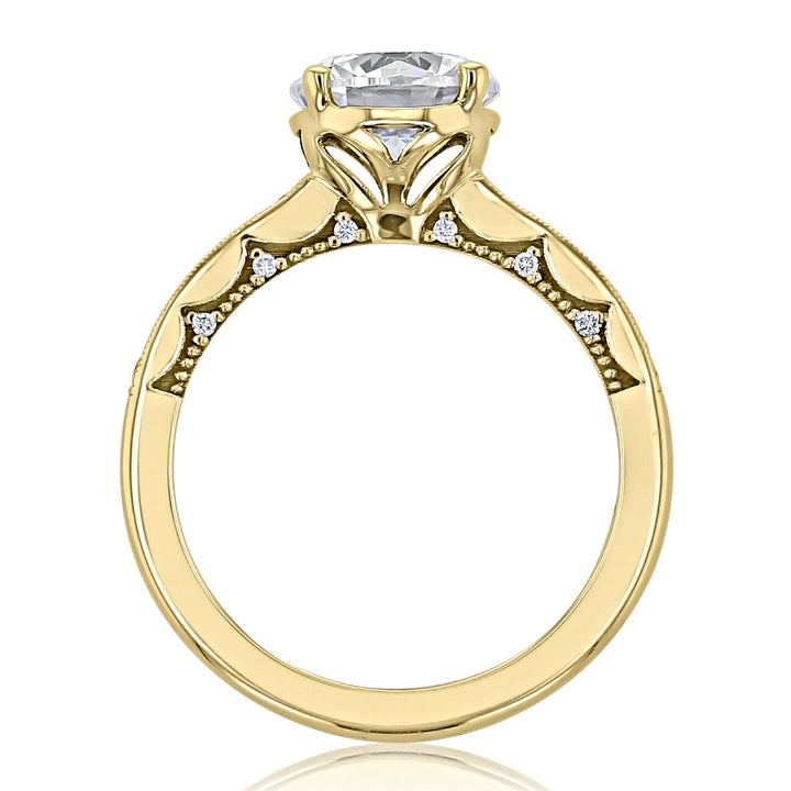 2.0CT Round Cut Moissanite Vintage Style Engagement Ring
