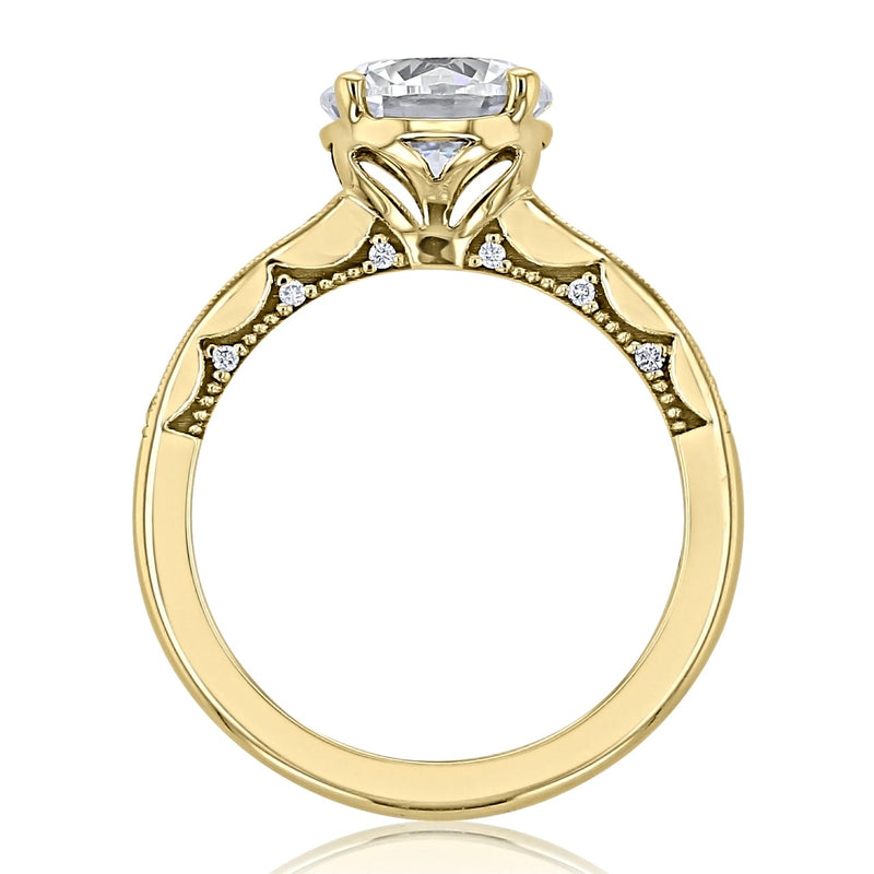 2.0CT Round Cut Moissanite Vintage Style Engagement Ring