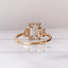 3.50CT Emerald Cut Moissanite 3 Stones Engagement Ring