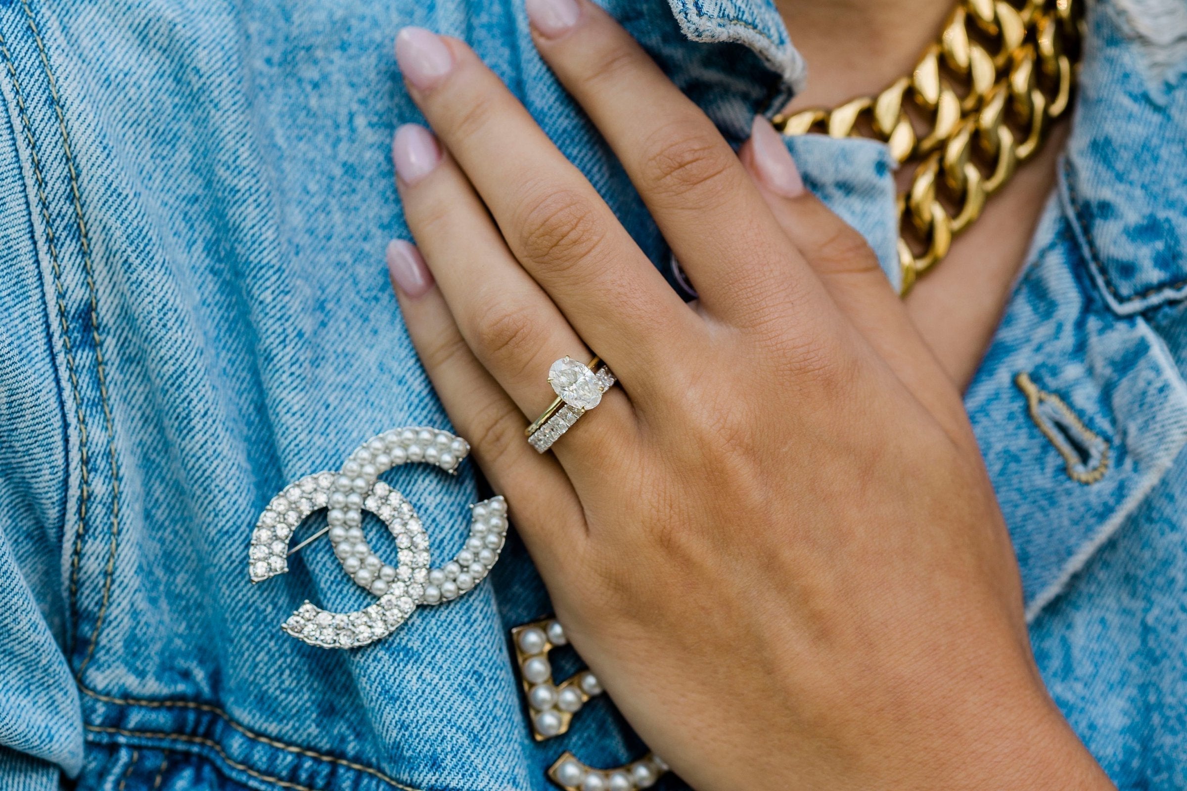 2.70CT Oval Moissanite Solitaire Engagement Ring With Hidden Halo Setting