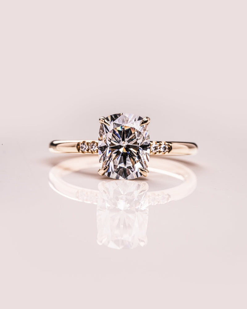 1.15 - 3.15 CT Cushion CVD Diamond Hidden Halo Engagement Ring