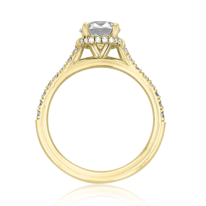 1.0CT Round Cut Hidden Halo Pave Style Moissanite Engagement Ring