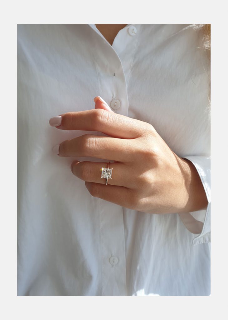 2.13ct Princess Cut Moissanite Solitaire Engagement Ring