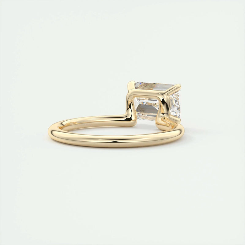 2.0 Ct Emerald East West Cantilever Solitaire Moissanite Engagement Ring