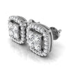 Round Cut Halo Moissanite Diamond Stud Earrings for Women