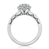 1.35CT Round Cut Halo Moissanite Engagement Ring in 18K White Gold