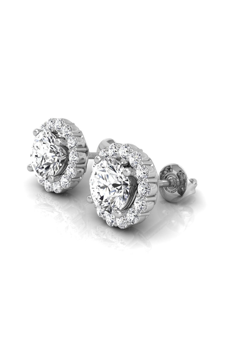 Round Cut Diamond Halo Moissanite Earrings for Her