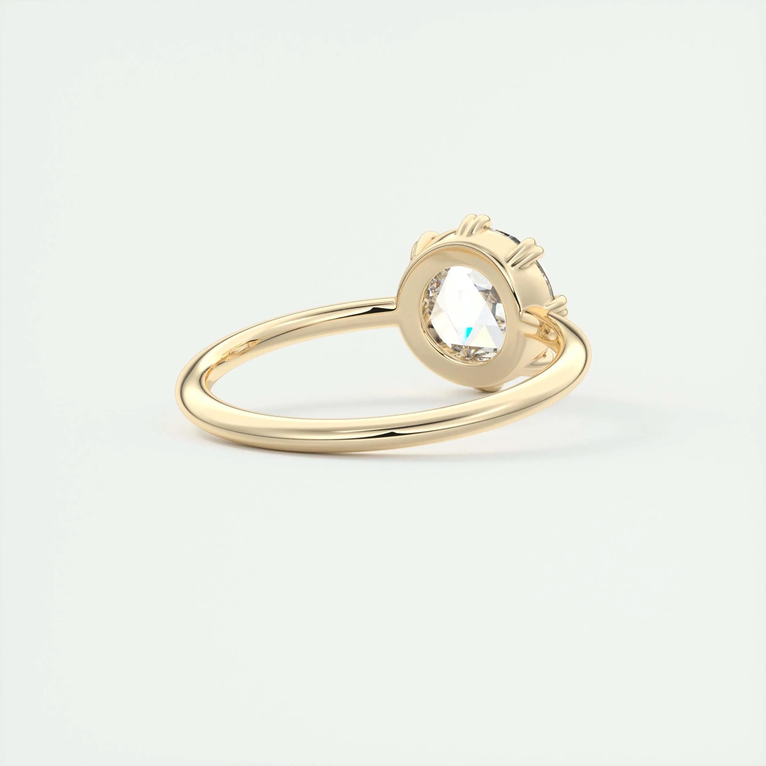 1.85 Ct Rose Cut Solitaire Full Bezel Moissanite Diamond  Engagement Ring