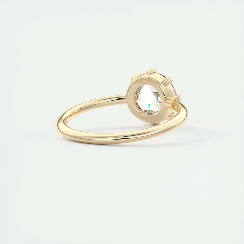 1.85 Ct Rose Cut Solitaire Full Bezel Moissanite Diamond  Engagement Ring