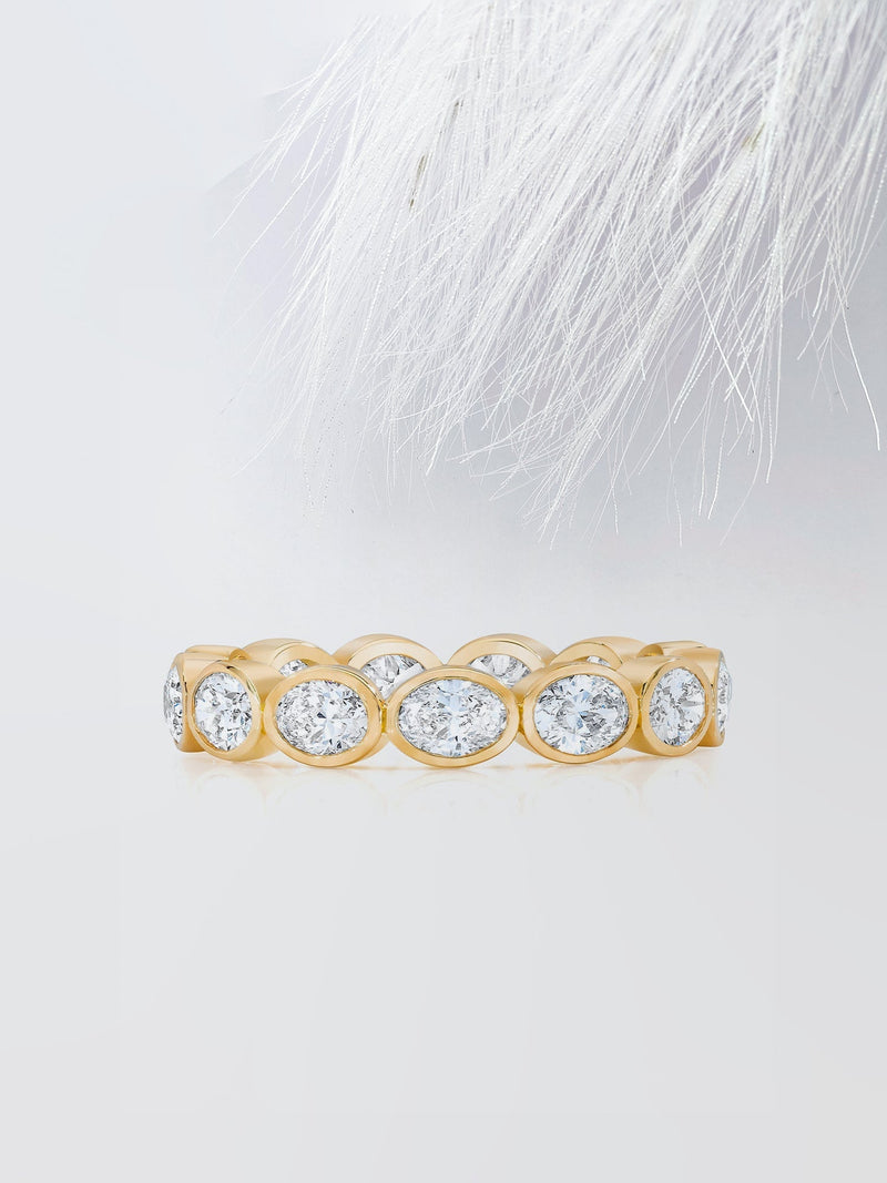 Bezel Set Oval Cut Moissanite Eternity Diamond Wedding Band