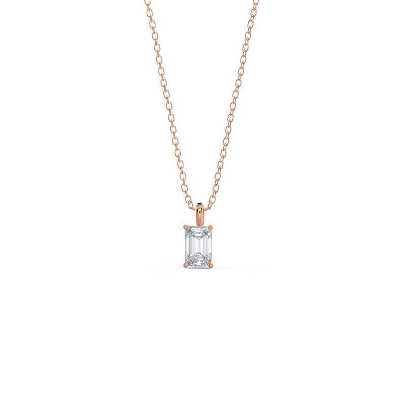 0.70CT-1.50 CT Emerald Cut Moissanite Solitaire Layering Necklace