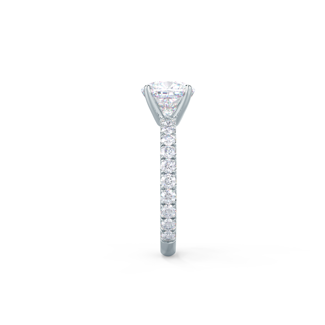 1.75CT Cushion Moissanite Solitaire Pave Setting Engagement Ring