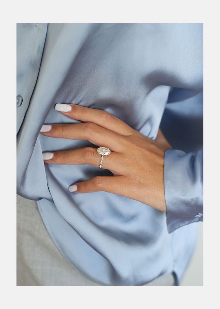 3.5ct Oval Moissanite Solitaire Pave Setting Engagement Ring