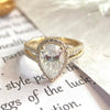 1.0 - 3.0 CT Pear CVD Diamond Halo Cathedral Setting Engagement Ring