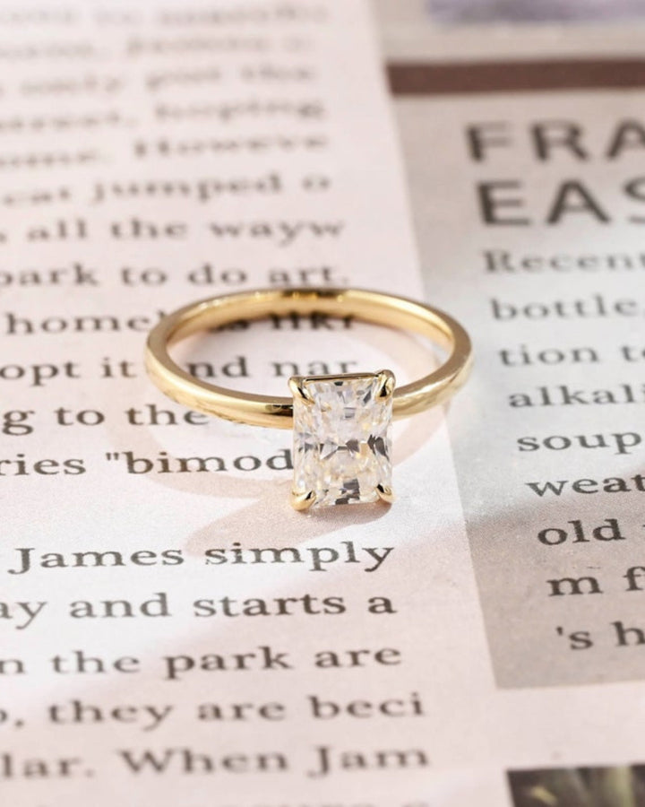 1.0-3.0 CT Radiant CVD Diamond Solitaire Engagement Ring