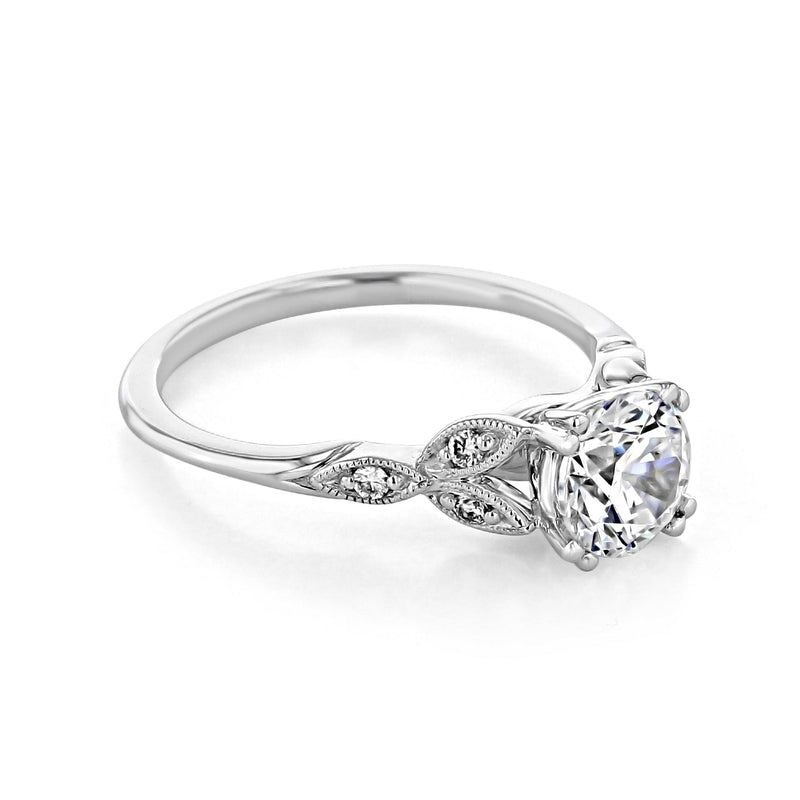 1.0CT Round Cut Cluster Vintage Style Moissanite Engagement Ring