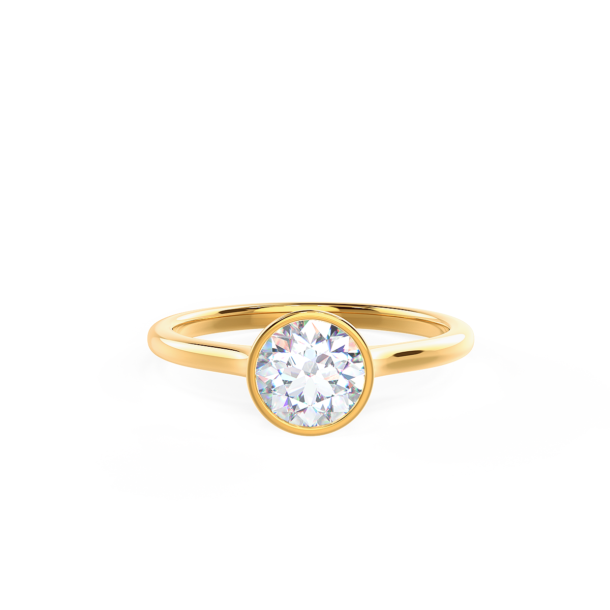 1.5ct Round Cut Moissanite Bezel Solitaire Engagement Ring